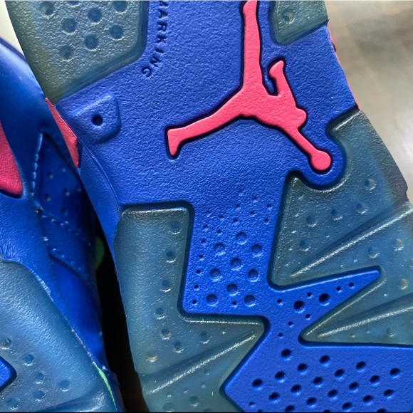 Jordan 6 Retro BT Game Royal White Vivid Pink Green Toddler Shoes 384667 439 - Picture 7 of 16